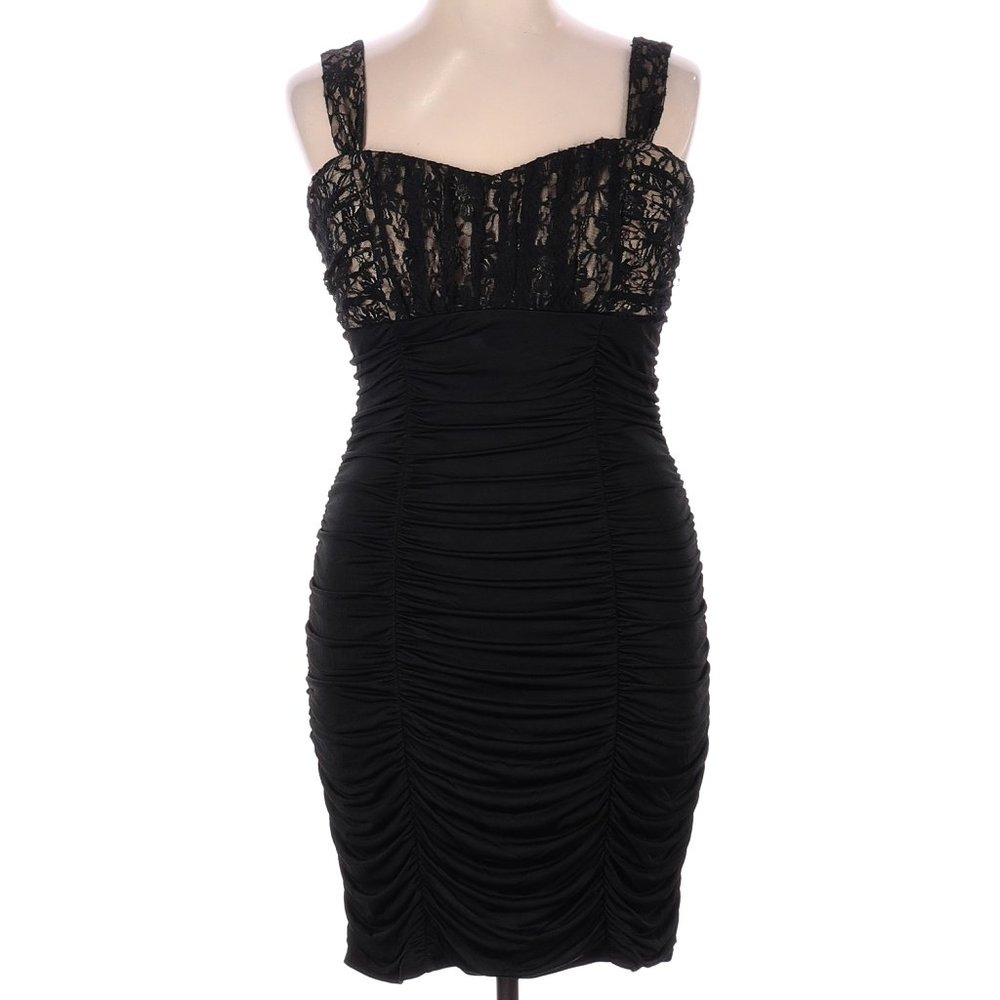 Pompous Girly Ruched Black Minidress